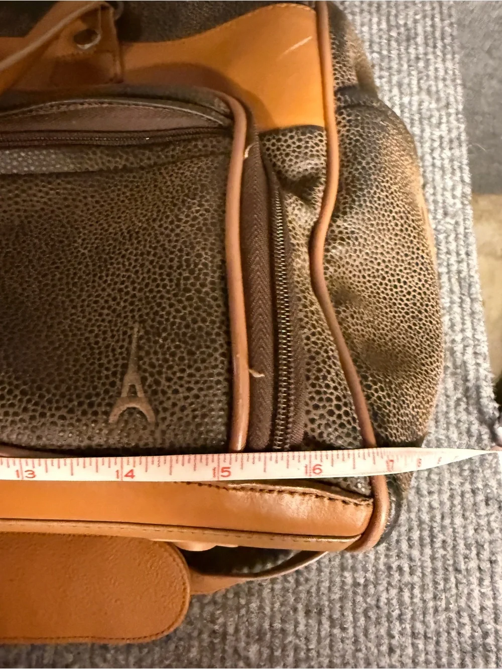 Vintage Travelpro Eiffel Tower Logo Weekender Travel Duffel Bag Brown